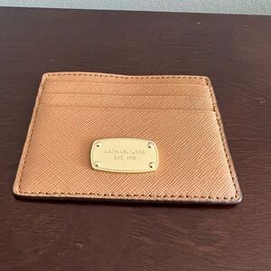 Michael Kors Saffino Leather ID Window and Card Holder Tan
